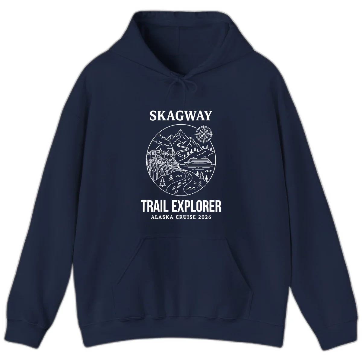 Skagway Trail Explorer Alaska Cruise Hoodie in Navy