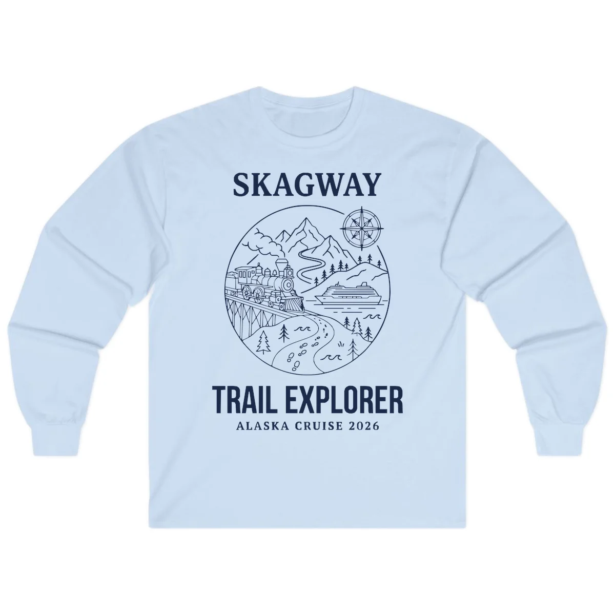 Skagway Trail Explorer Alaska Cruise Long Sleeve in Light Blue