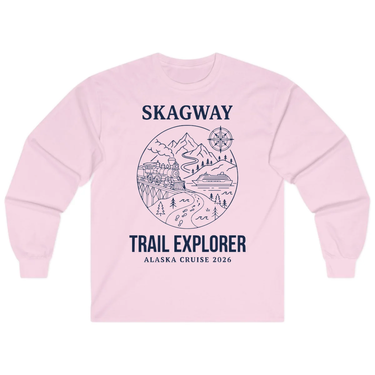 Skagway Trail Explorer Alaska Cruise Long Sleeve in Light Pink