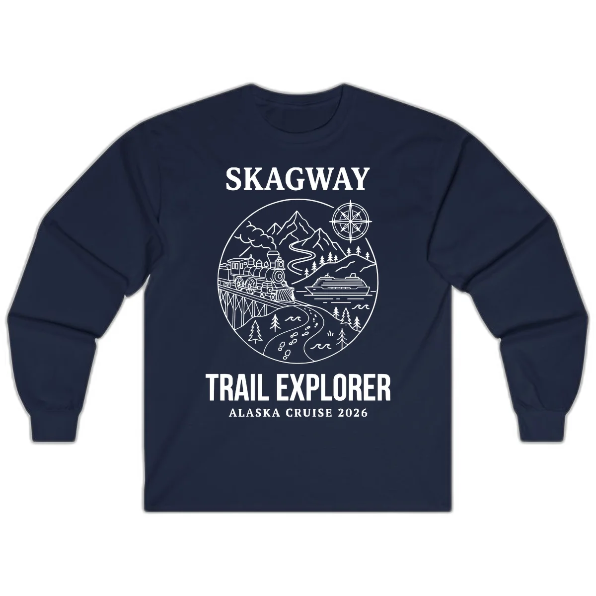 Skagway Trail Explorer Alaska Cruise Long Sleeve in Navy