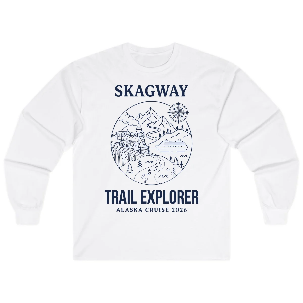 Skagway Trail Explorer Alaska Cruise Long Sleeve in White