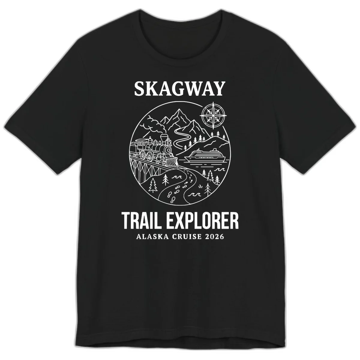 Skagway Trail Explorer Alaska Cruise Premium Tee in Black