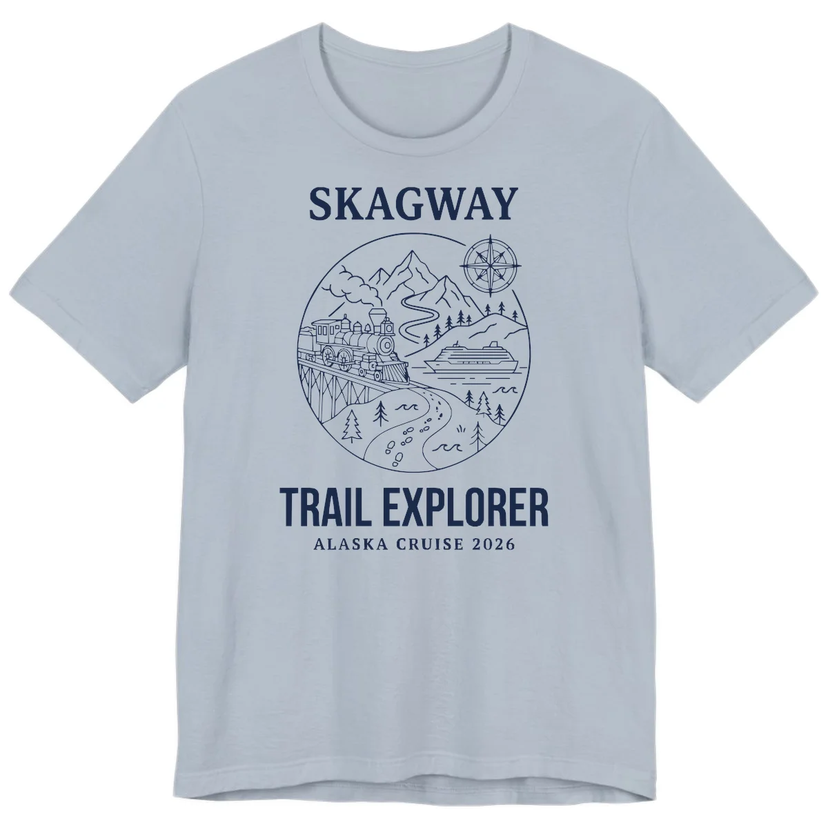 Skagway Trail Explorer Alaska Cruise Premium Tee in Light Blue