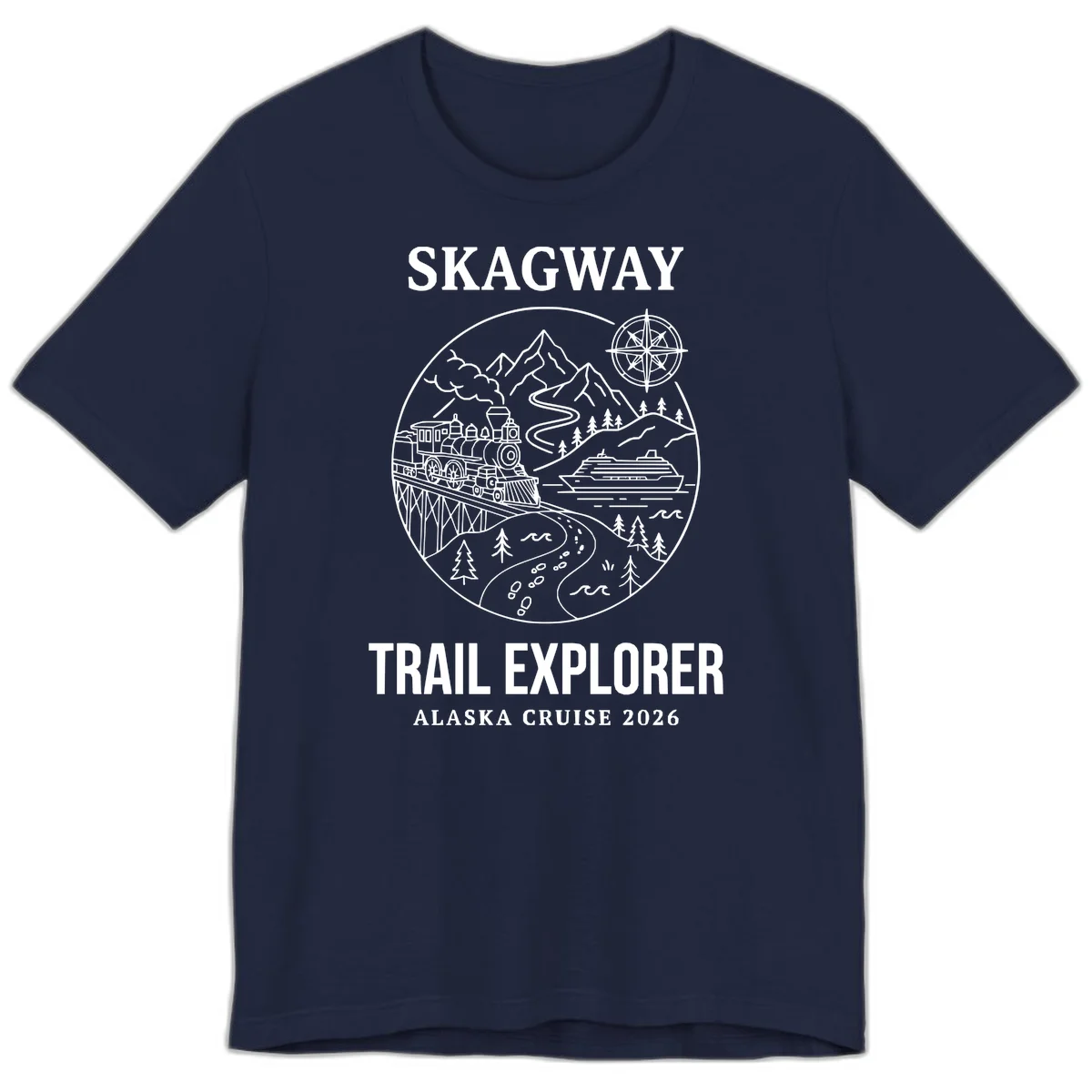 Skagway Trail Explorer Alaska Cruise Premium Tee in Navy