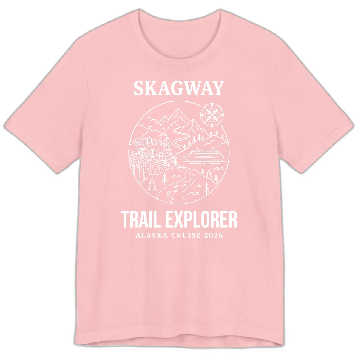 Skagway Trail Explorer Alaska Cruise Premium Tee in Pink