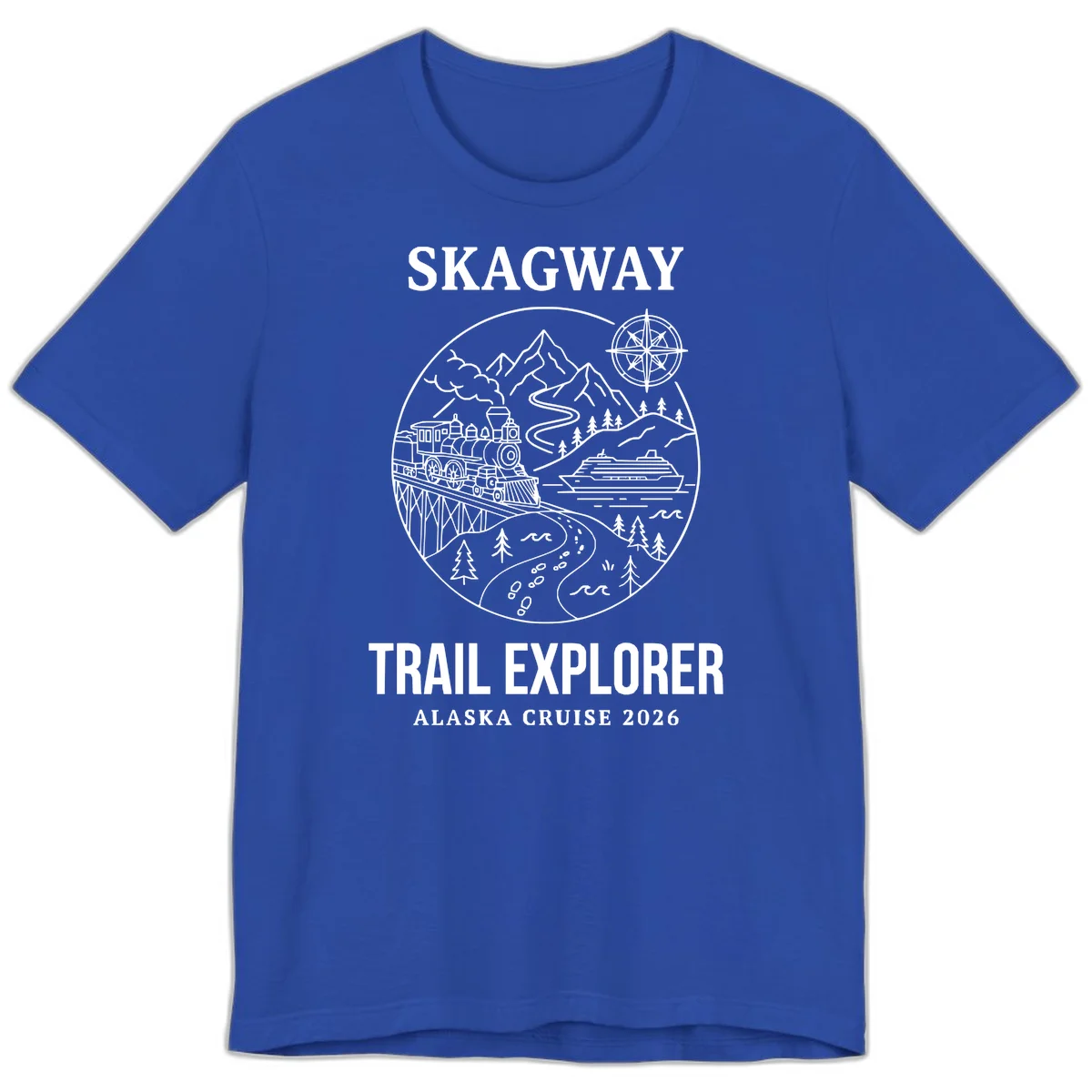 Skagway Trail Explorer Alaska Cruise Premium Tee in True Royal