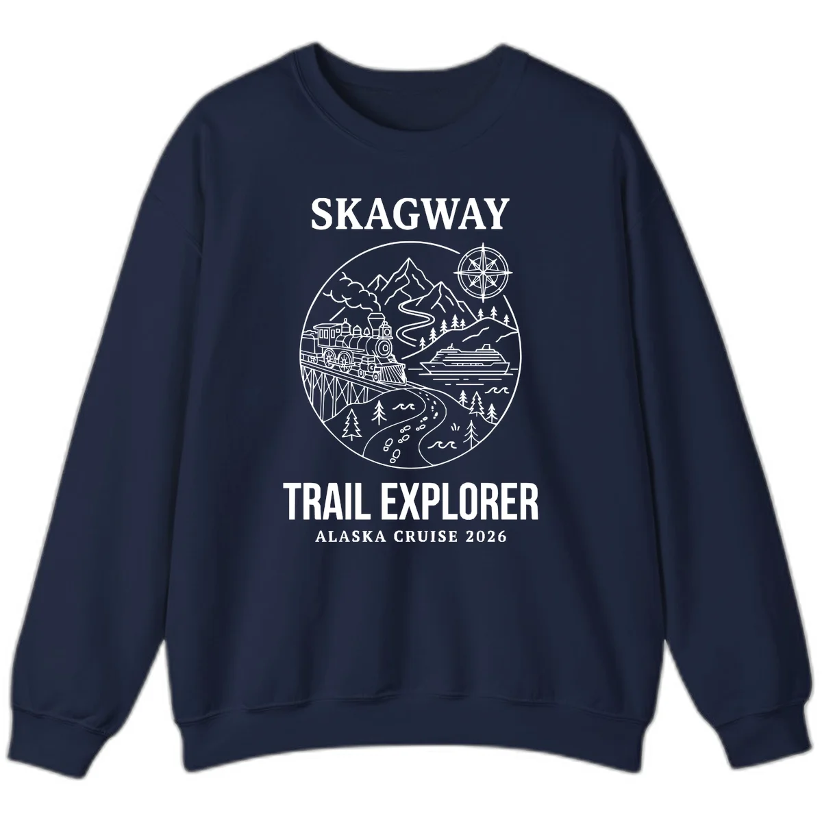 Skagway Trail Explorer Alaska Cruise Sweatshirt in Navy