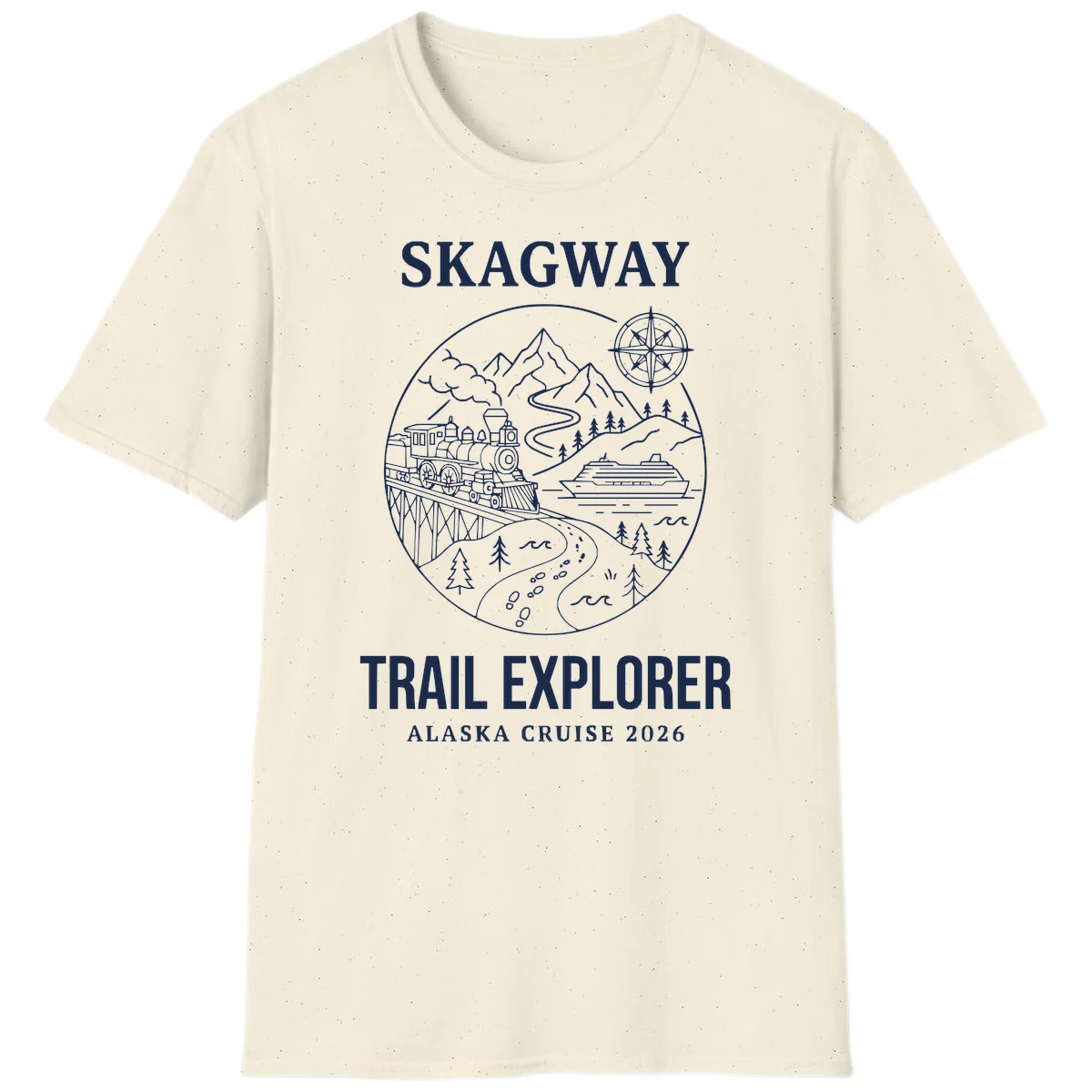 Skagway Trail Explorer Alaska Cruise T-Shirt in Natural