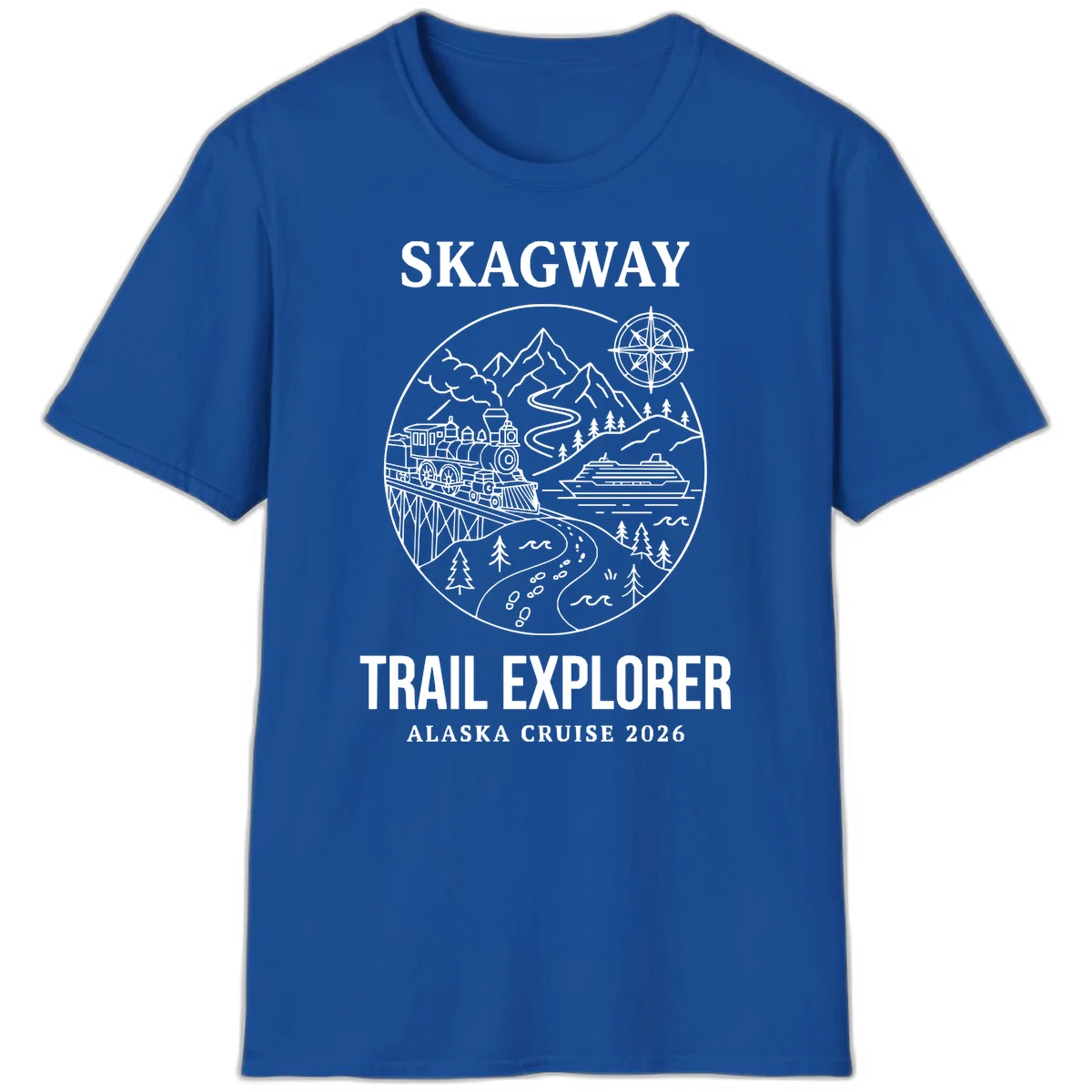 Skagway Trail Explorer Alaska Cruise T-Shirt in Royal