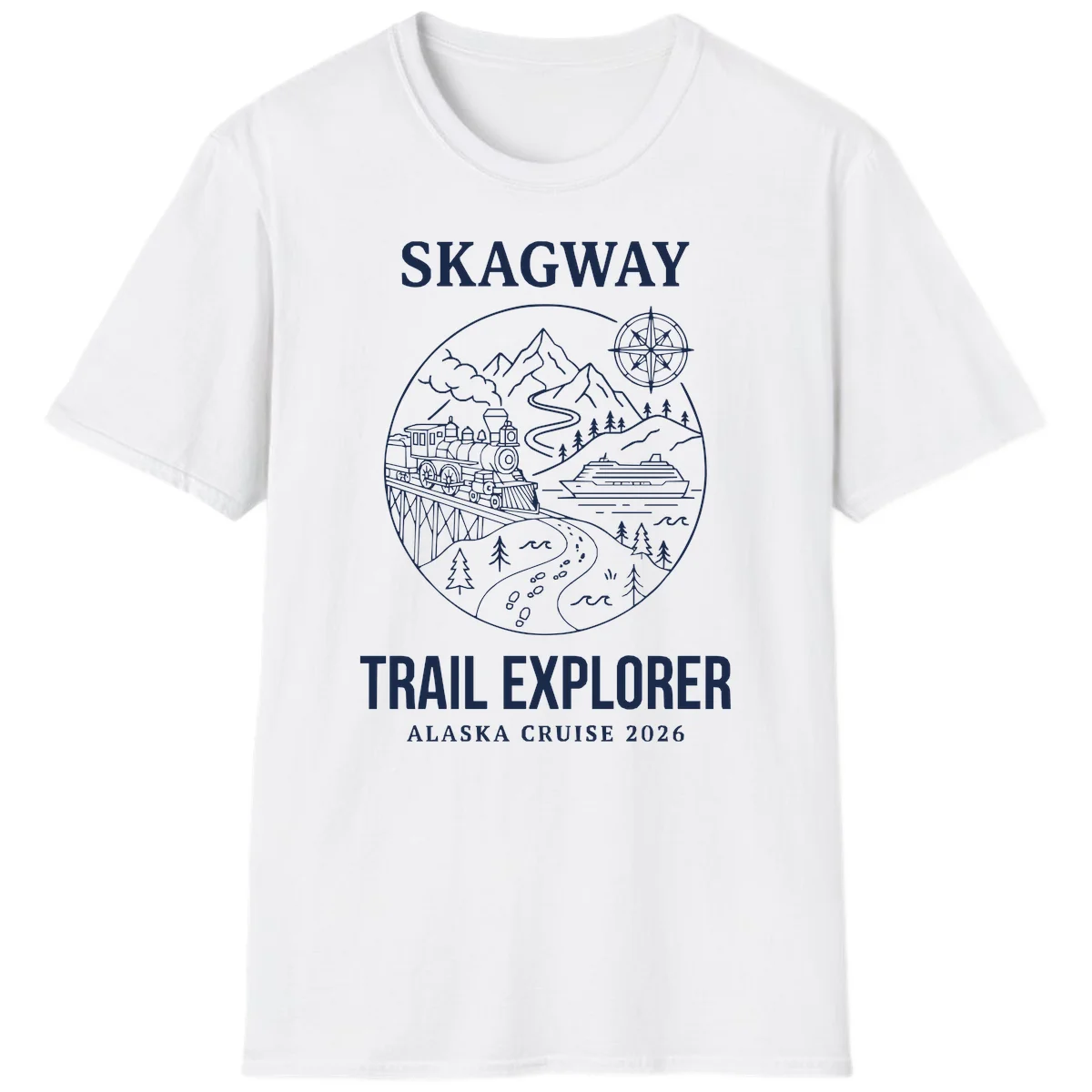 Skagway Trail Explorer Alaska Cruise T-Shirt in White
