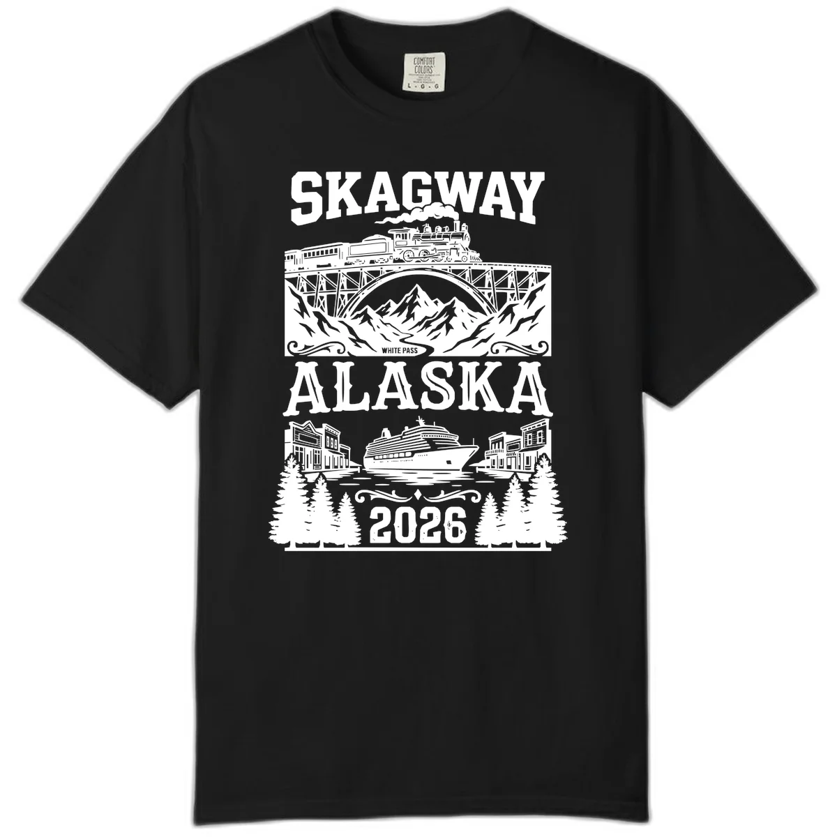 Skagway Alaska 2026 Cruise Adventure Comfort Color in Black