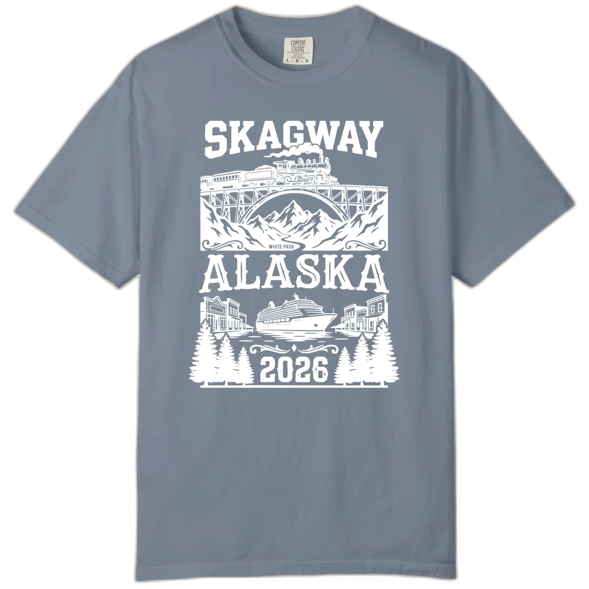 Skagway Alaska 2026 Cruise Adventure Comfort Color in Blue Jean