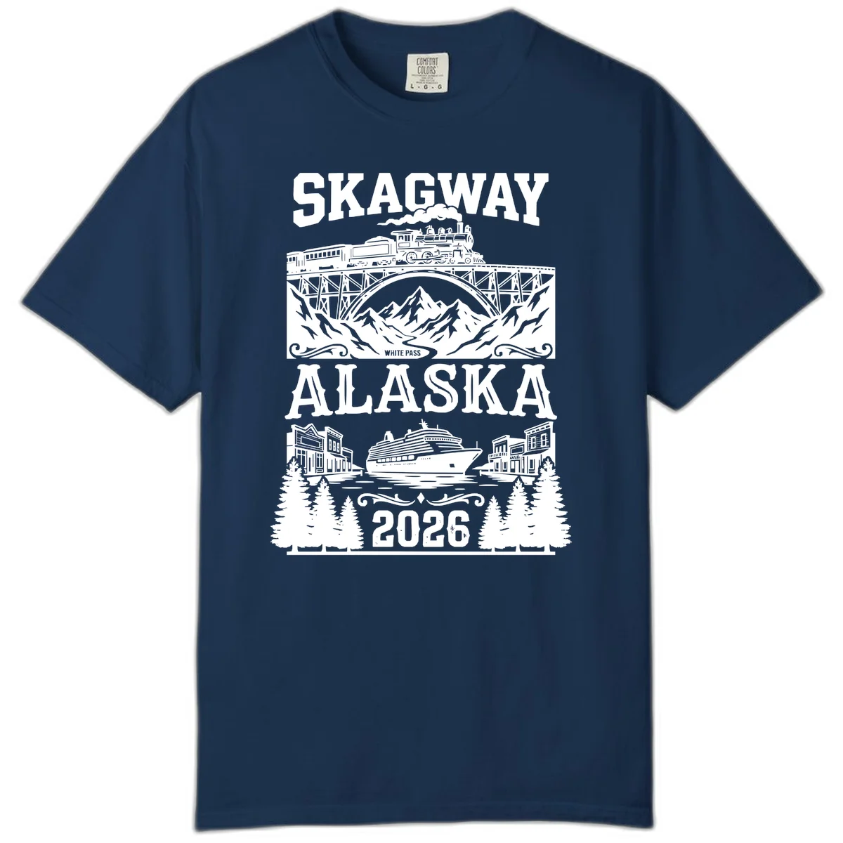 Skagway Alaska 2026 Cruise Adventure Comfort Color in Navy