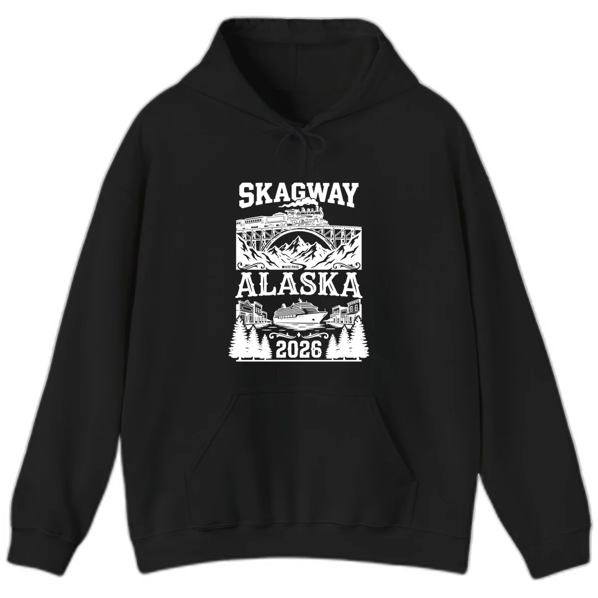 Skagway Alaska 2026 Cruise Adventure Hoodie in Black