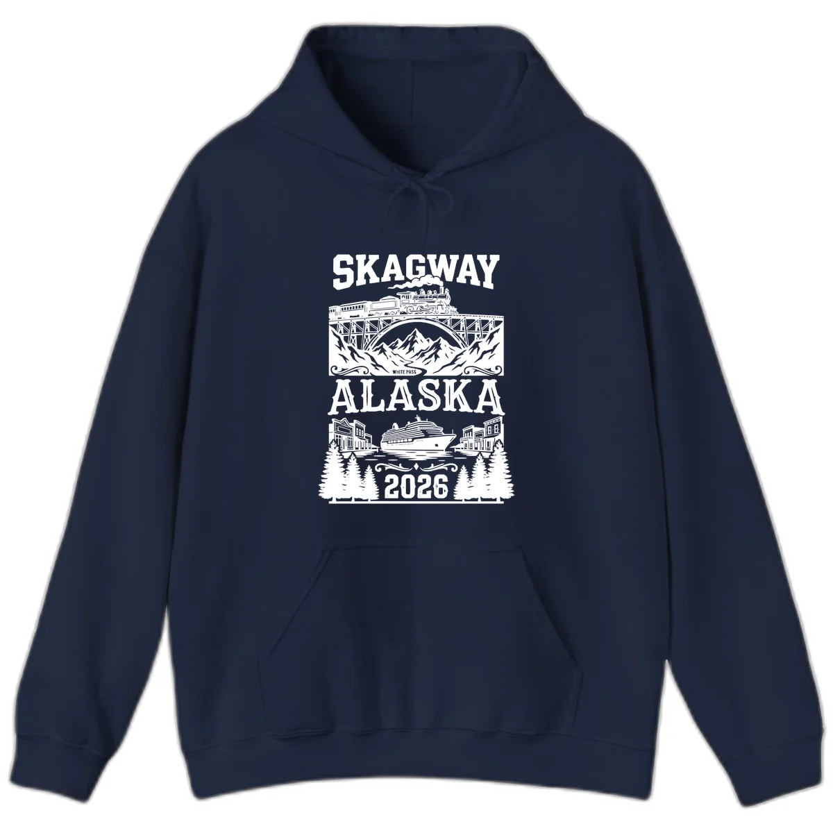Skagway Alaska 2026 Cruise Adventure Hoodie in Navy