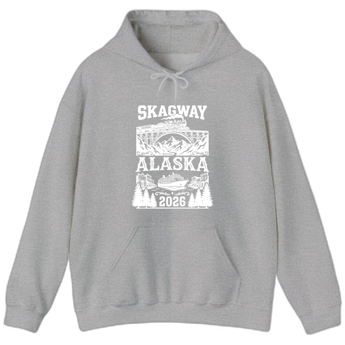 Skagway Alaska 2026 Cruise Adventure Hoodie in Sport Grey