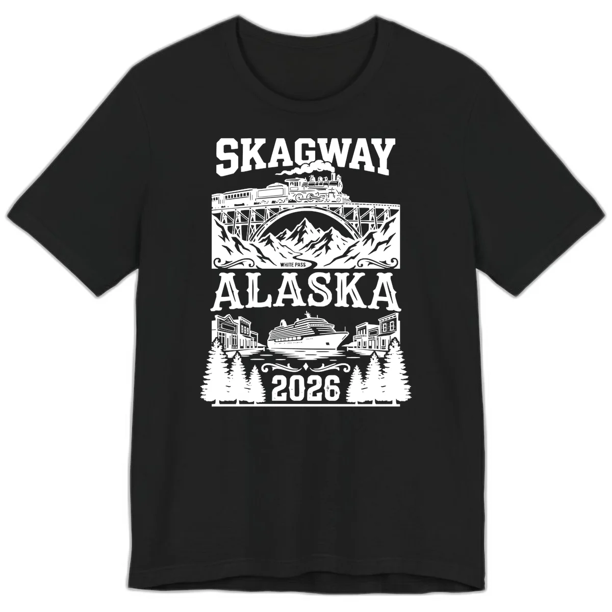 Skagway Alaska 2026 Cruise Adventure Premium Tee in Black