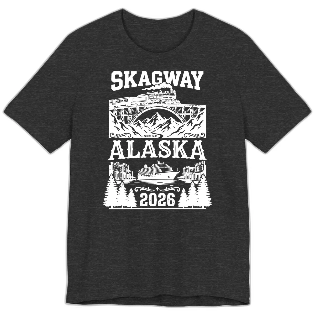 Skagway Alaska 2026 Cruise Adventure Premium Tee in Dark Grey Heather