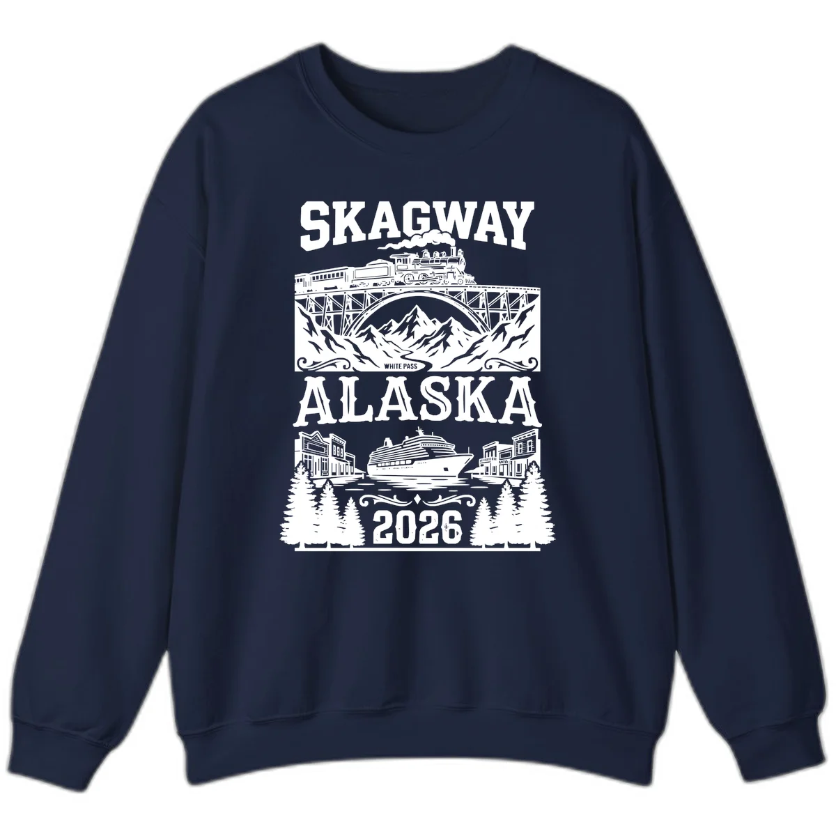 Skagway Alaska 2026 Cruise Adventure Sweatshirt in Navy