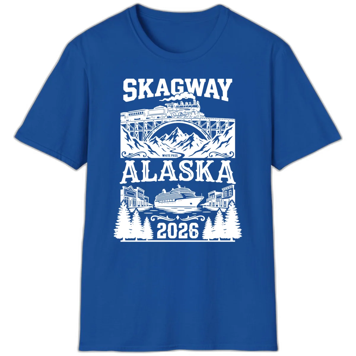 Skagway Alaska 2026 Cruise Adventure T-Shirt in Royal