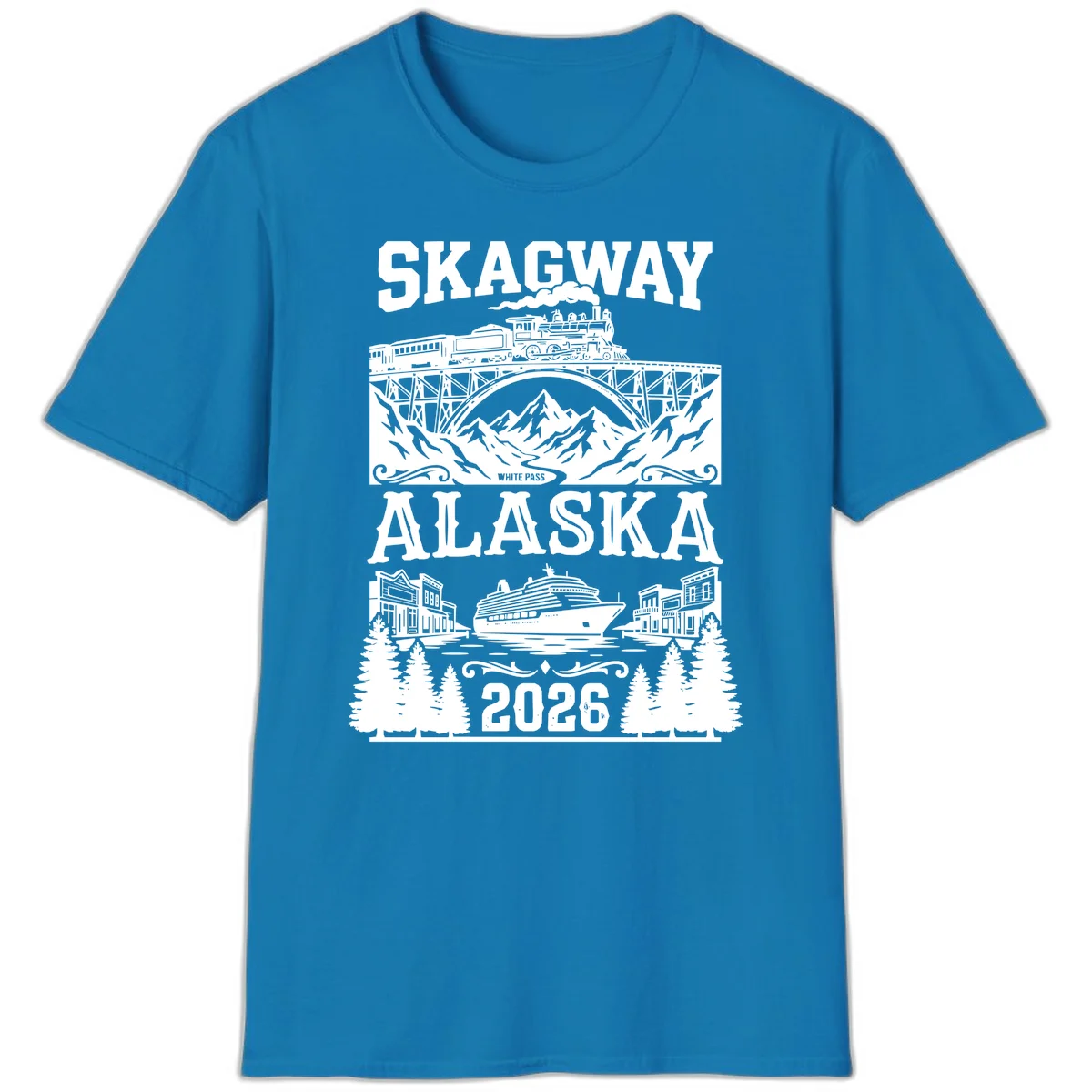 Skagway Alaska 2026 Cruise Adventure T-Shirt in Sapphire