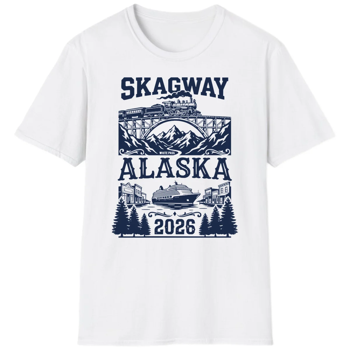 Skagway Alaska 2026 Cruise Adventure T-Shirt in White