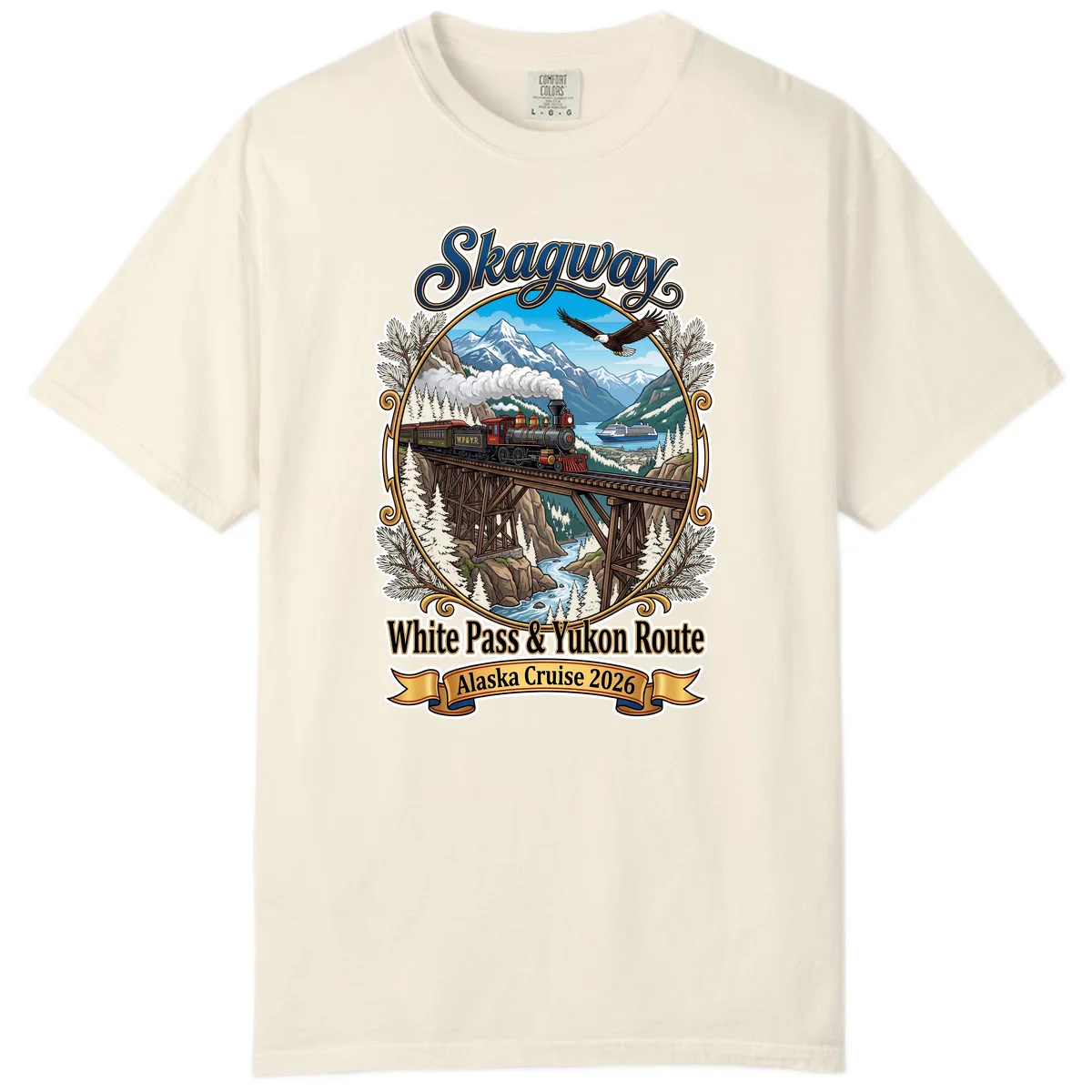 Skagway White Pass & Yukon Route Comfort Color Tee in Ivory