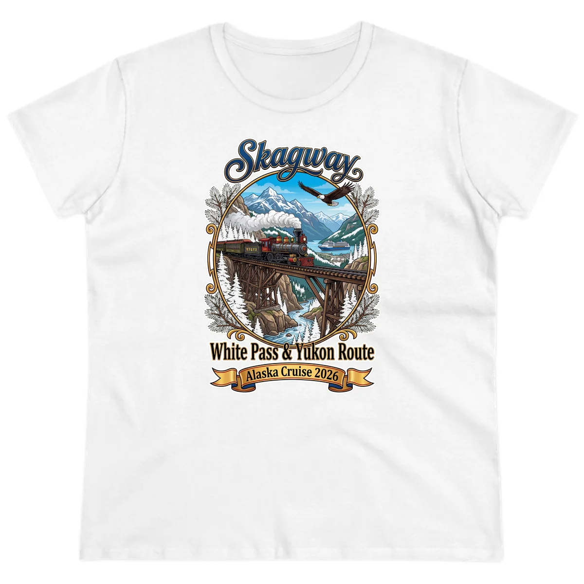 Skagway White Pass & Yukon Route Ladies Tee in White