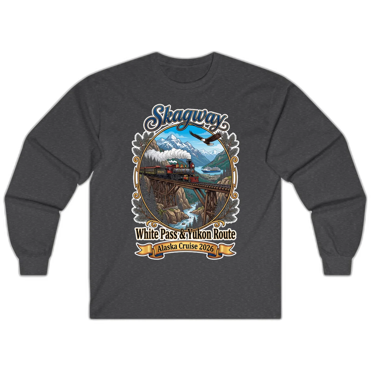 Skagway White Pass & Yukon Route Long Sleeve Shirt in Dark Heather