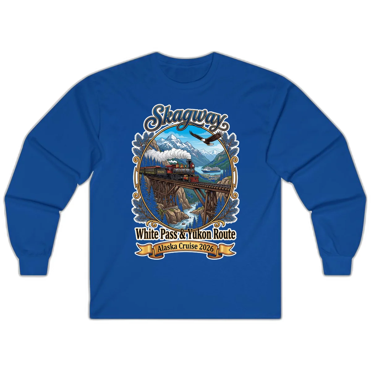 Skagway White Pass & Yukon Route Long Sleeve Shirt in Royal