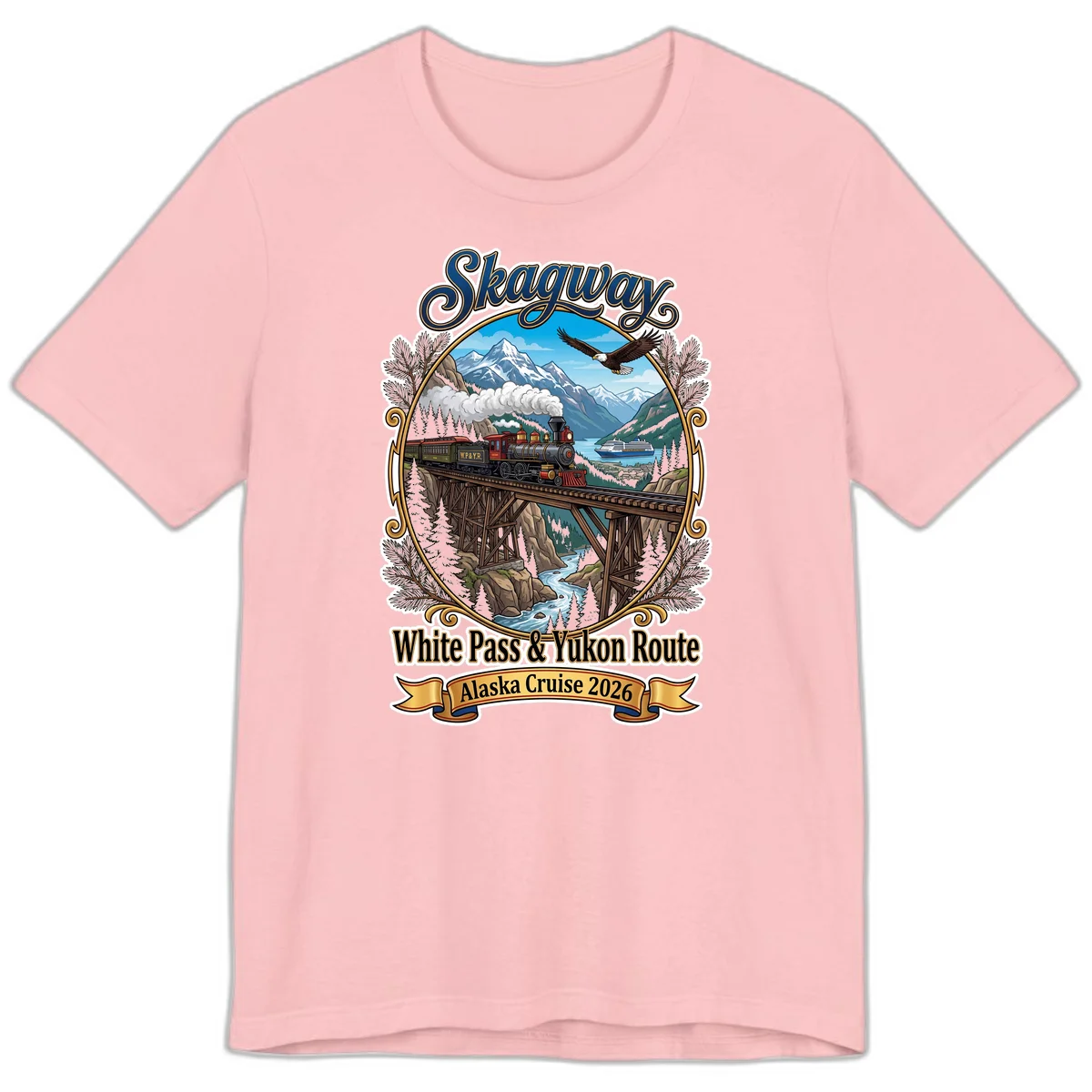 Skagway White Pass & Yukon Route Premium T-Shirt in Pink