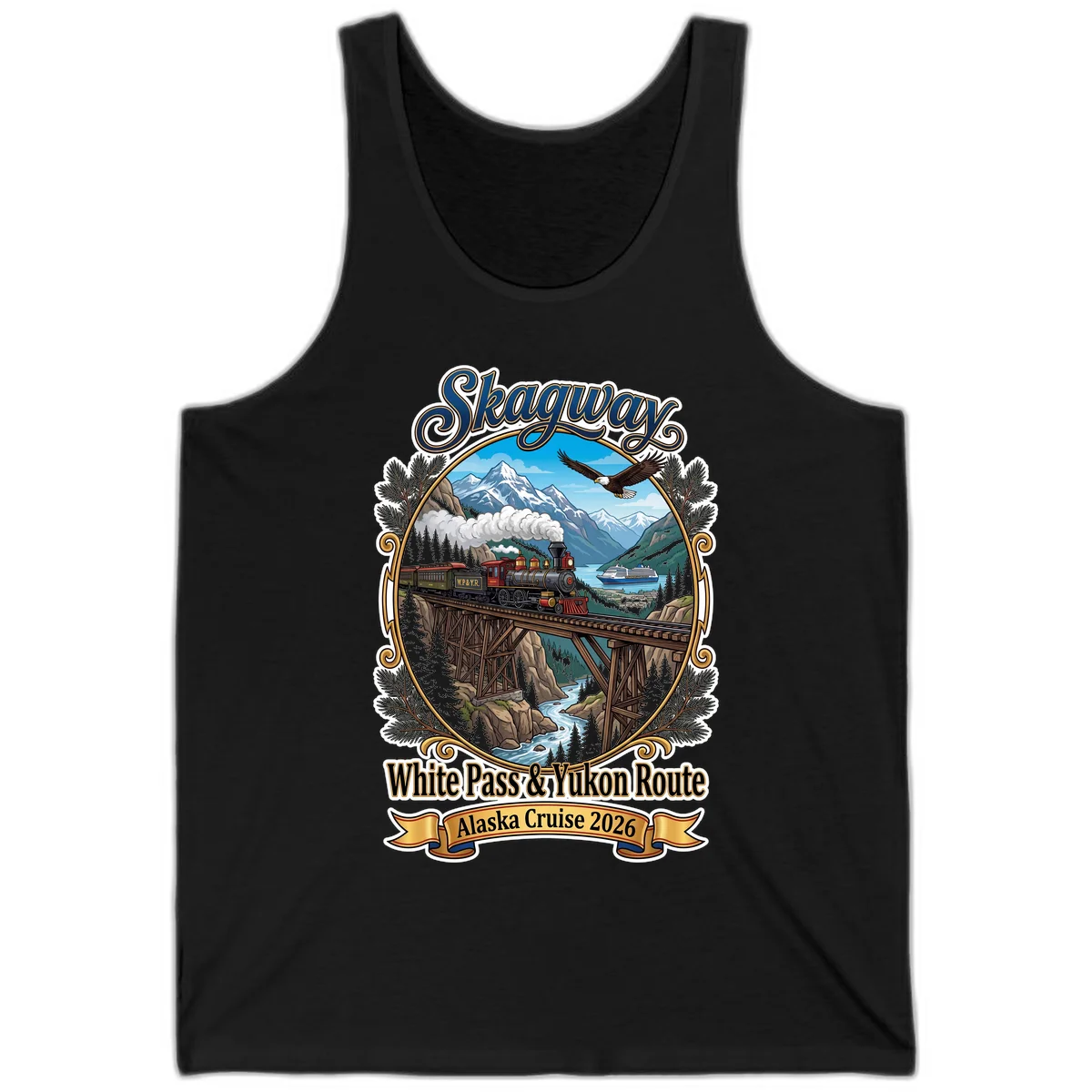 Skagway White Pass & Yukon Route Tank Top in Black