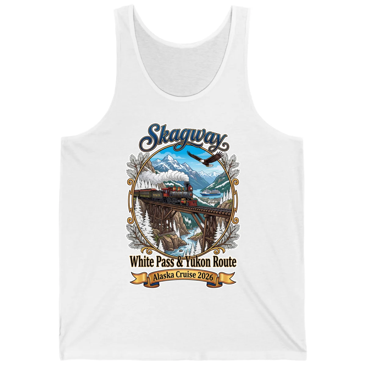Skagway White Pass & Yukon Route Tank Top in White