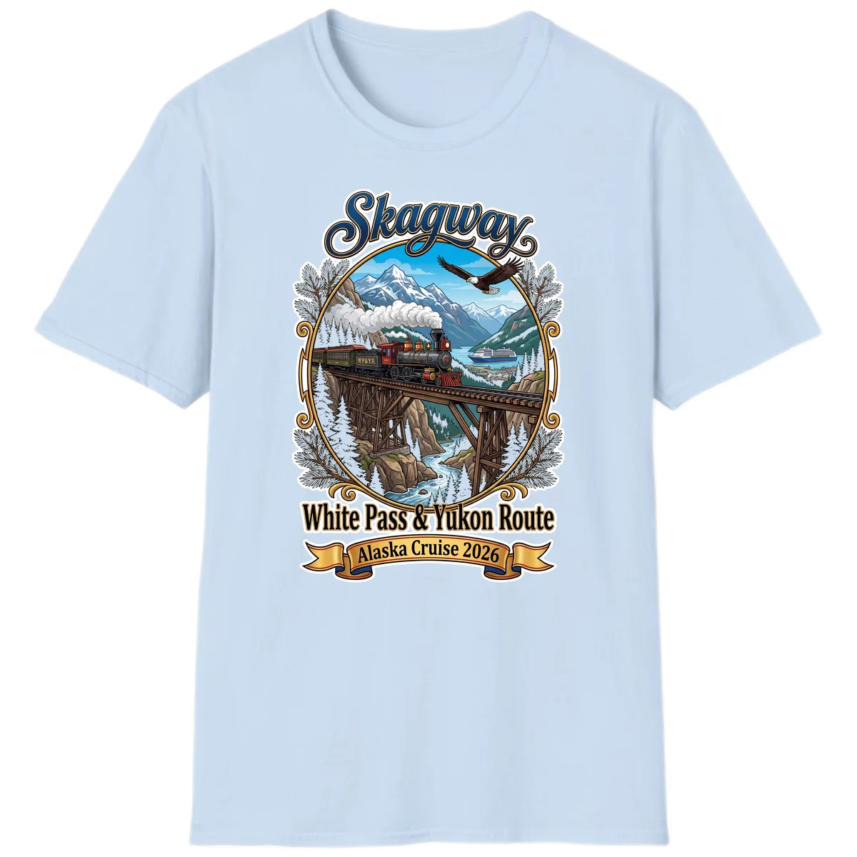 Skagway White Pass & Yukon Route T-Shirt in Light Blue