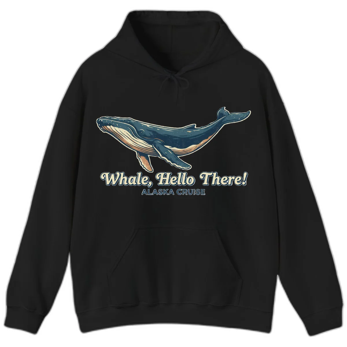 Whale Hello There Alaska Cruise Hoodie in Black