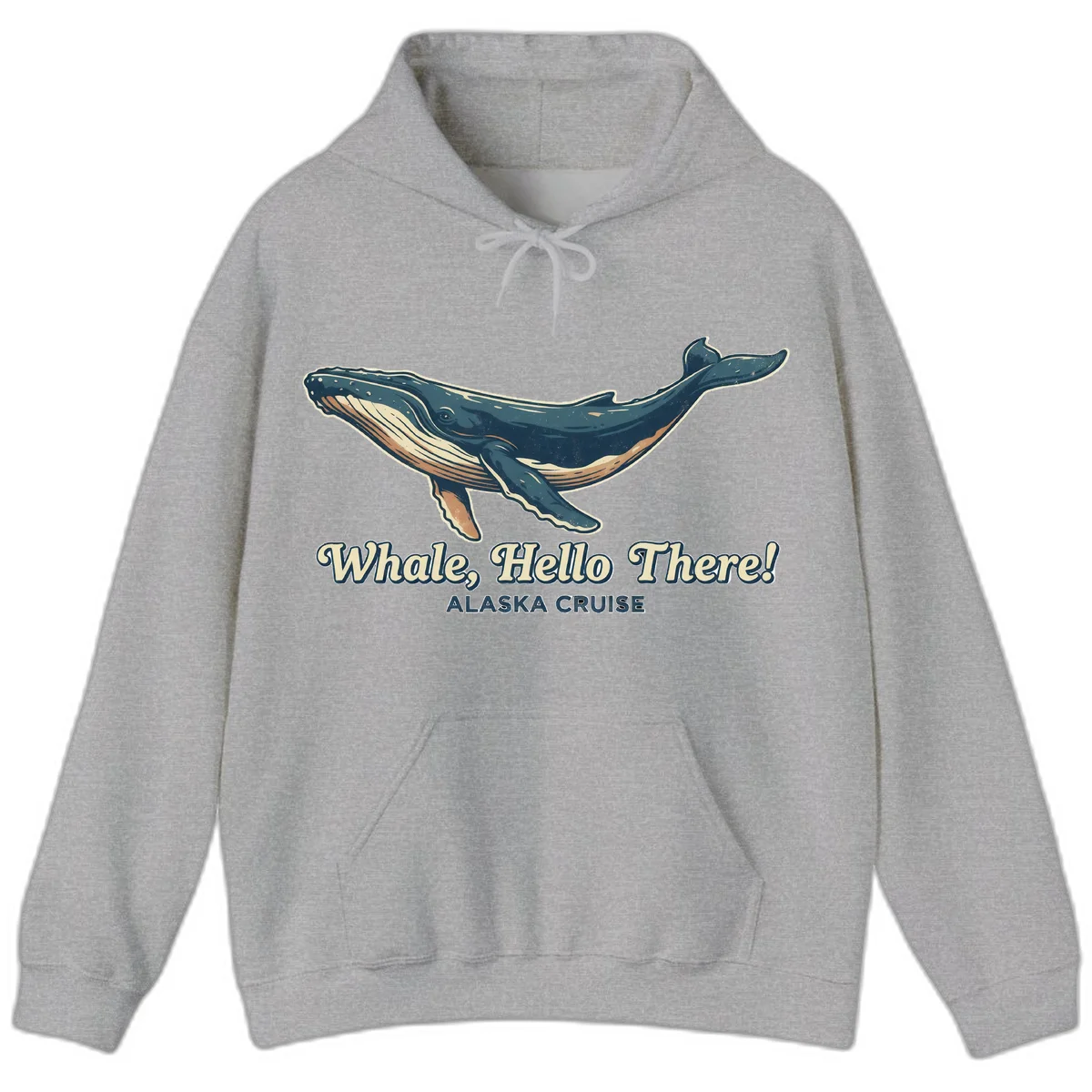 Whale Hello There Alaska Cruise Hoodie in Sport Grey