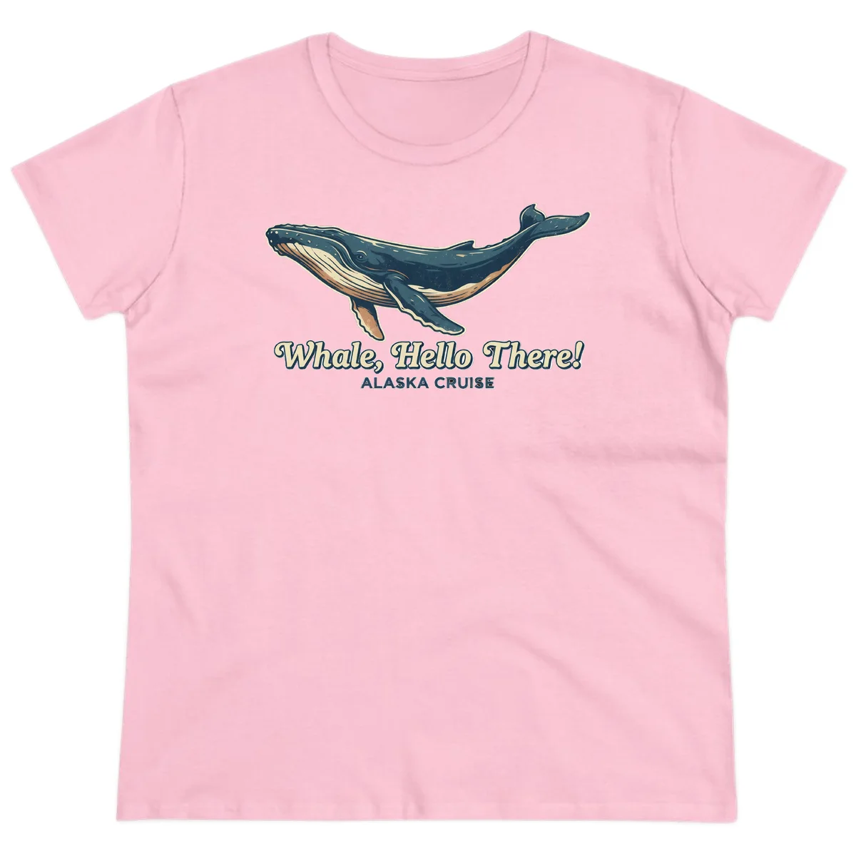 Whale Hello There Ladies Tee in Light Pink