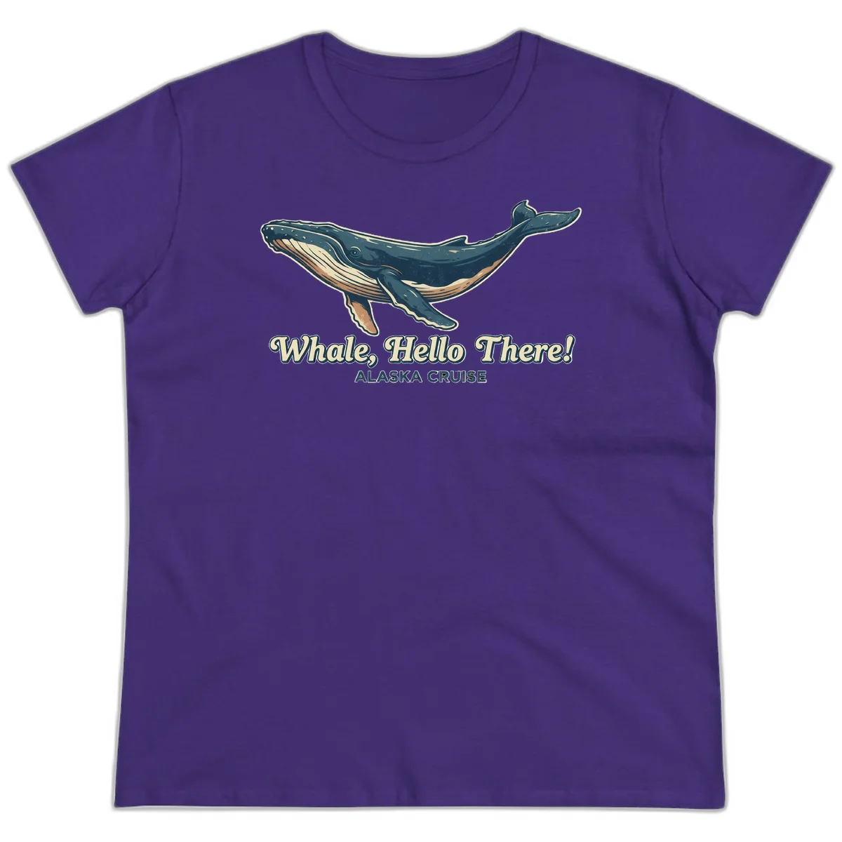 Whale Hello There Ladies Tee in Purple