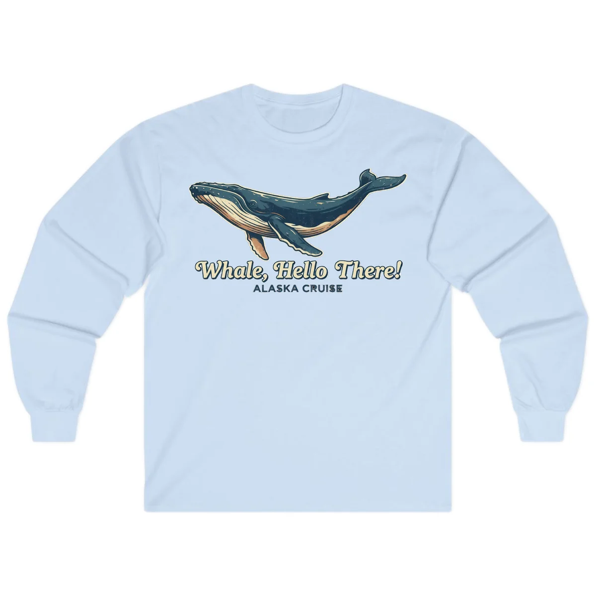 Whale Hello There Long Sleeve in Light Blue