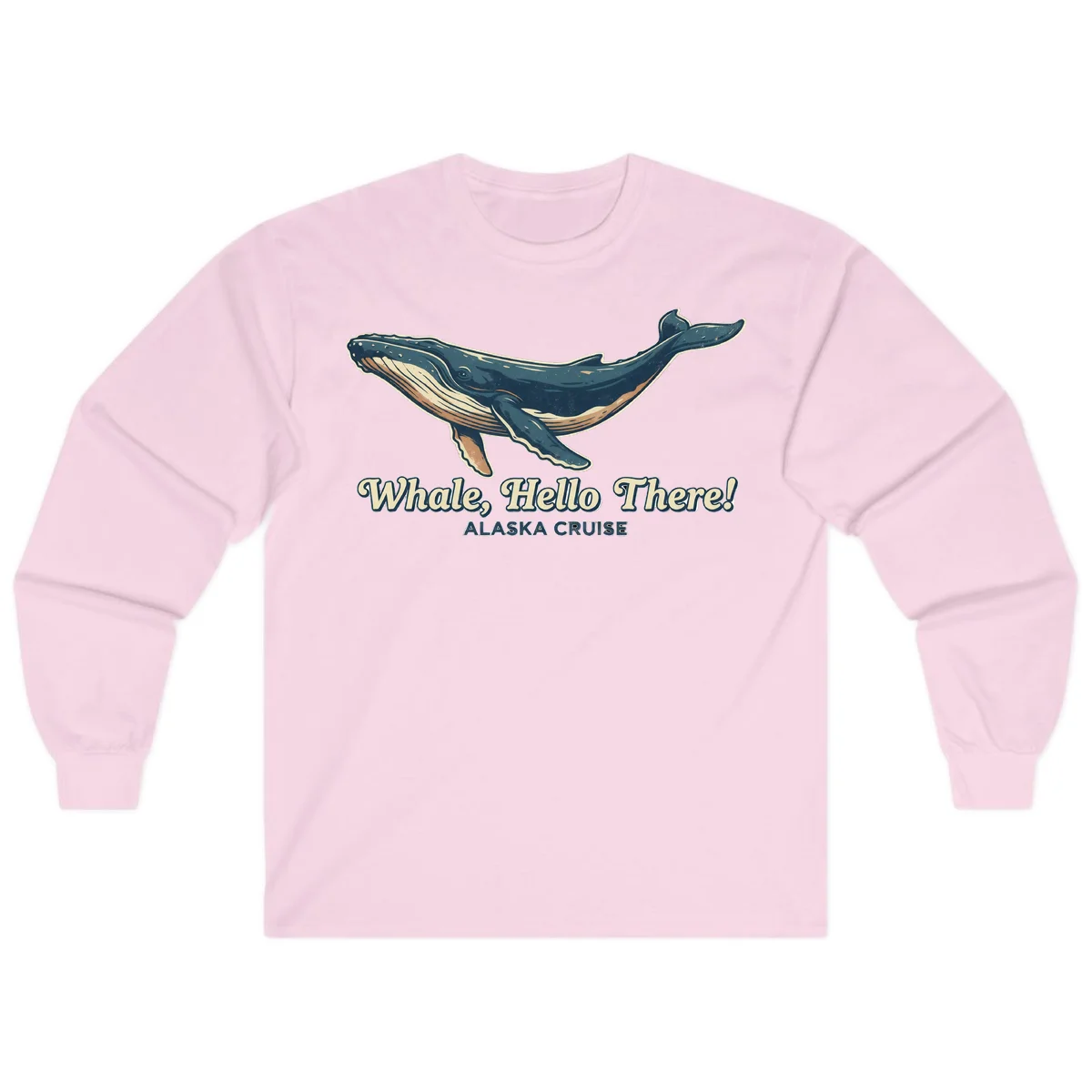 Whale Hello There Long Sleeve in Light Pink