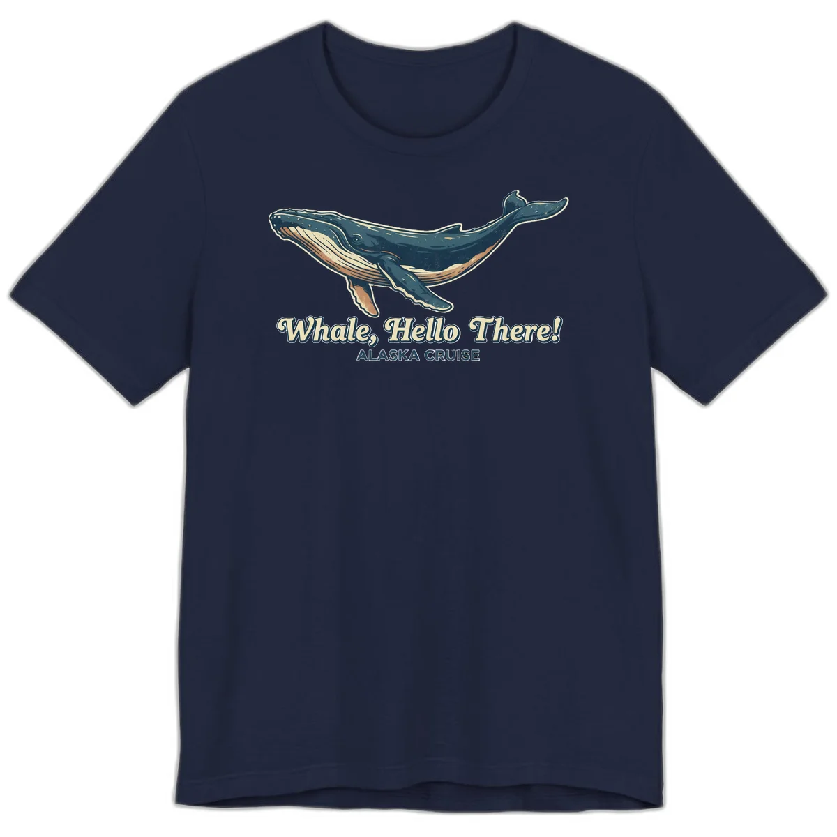 Whale Hello There Alaska Cruise Premium T-Shirt in Navy