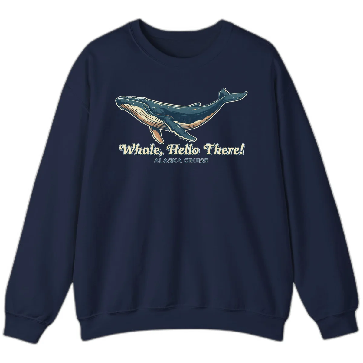 Whale Hello There Alaska Cruise Sweatshirt in Navy