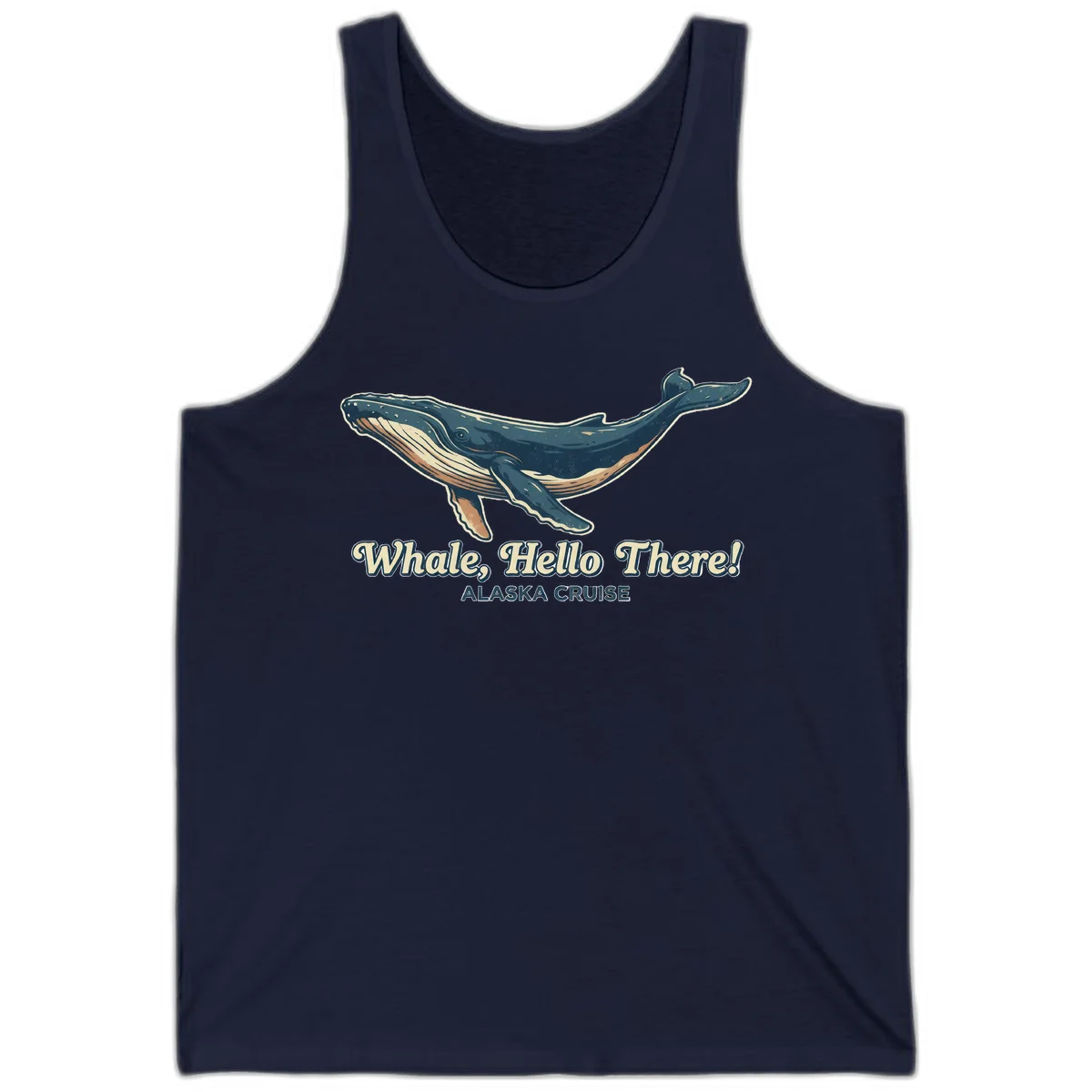 Whale Hello There Alaska Cruise Tank Top in Navy