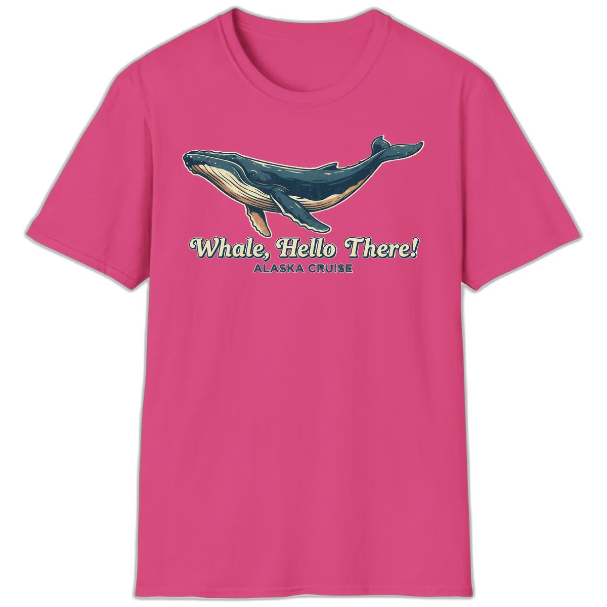 Whale Hello There Alaska Cruise Humpback T-Shirt in Heliconia