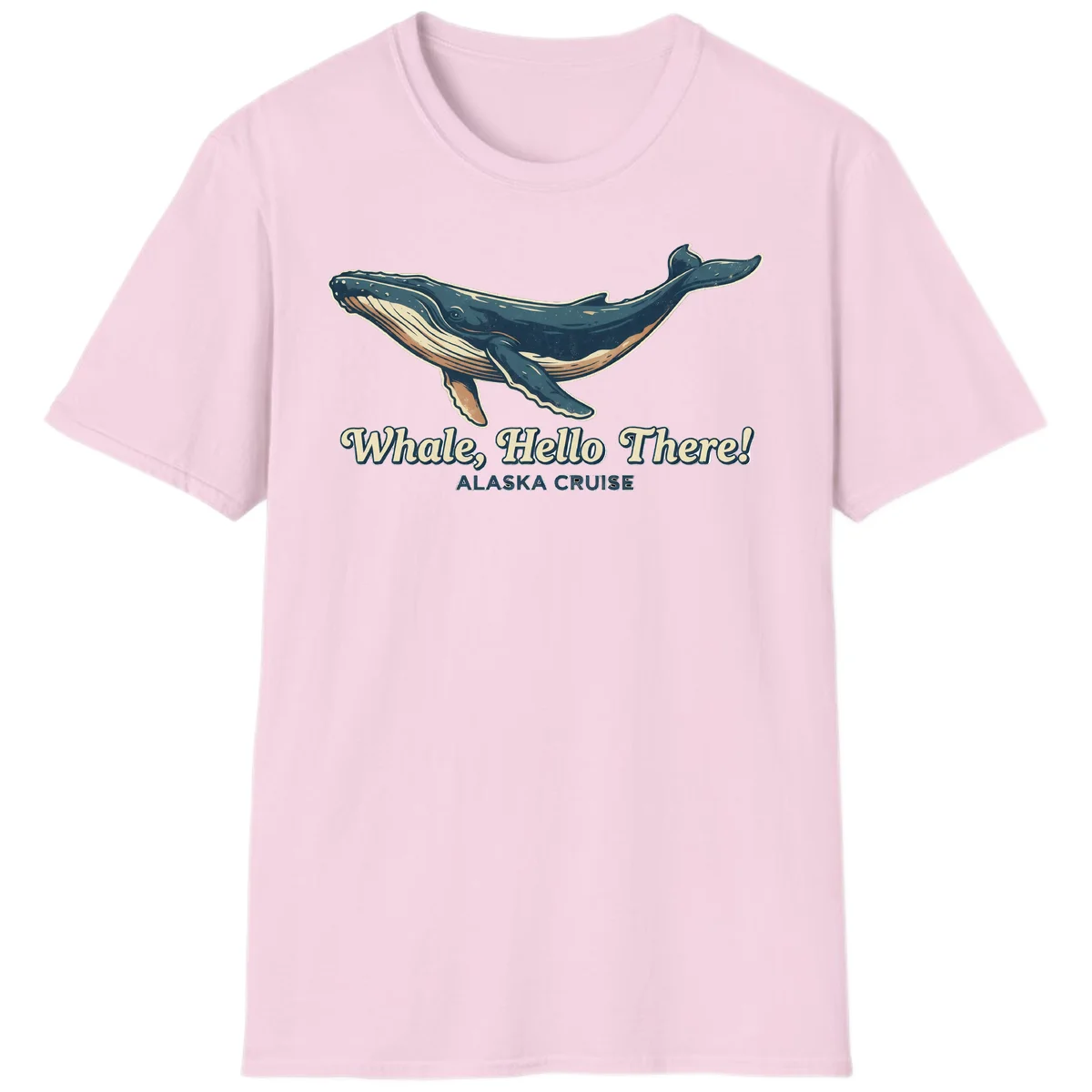 Whale Hello There Alaska Cruise Humpback T-Shirt in Light Pink
