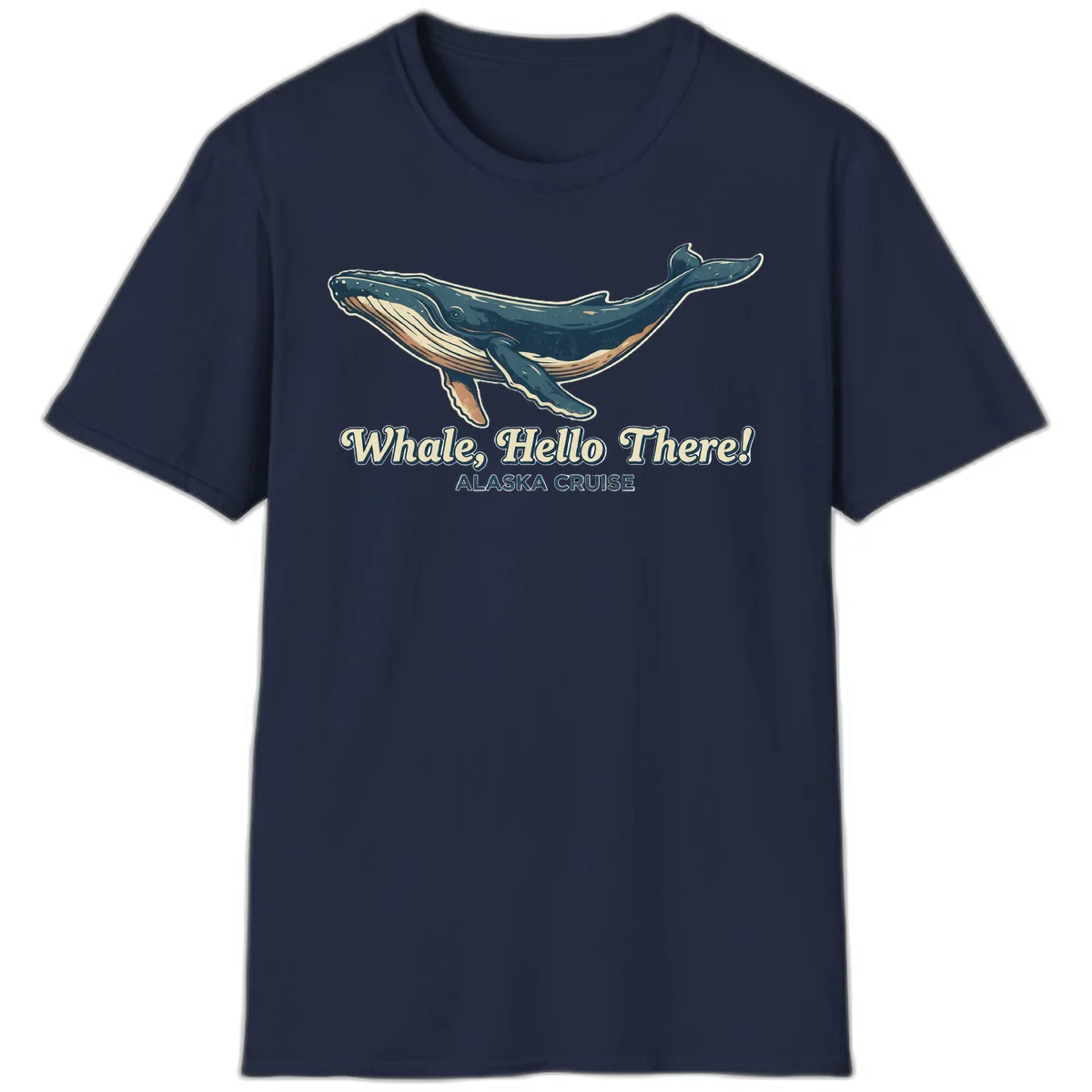 Whale Hello There Alaska Cruise Humpback T-Shirt in Navy