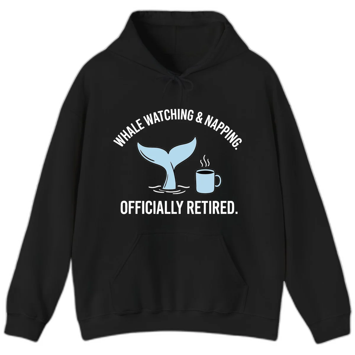 Whale Watching And Napping Officially Retired Hoodie in Black