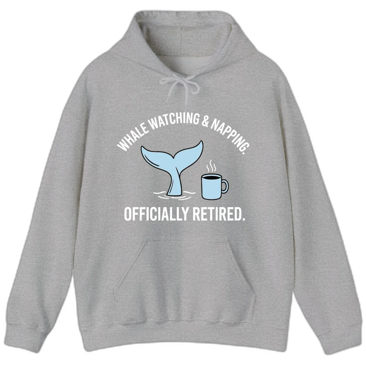 Whale Watching And Napping Officially Retired Hoodie in Sport Grey