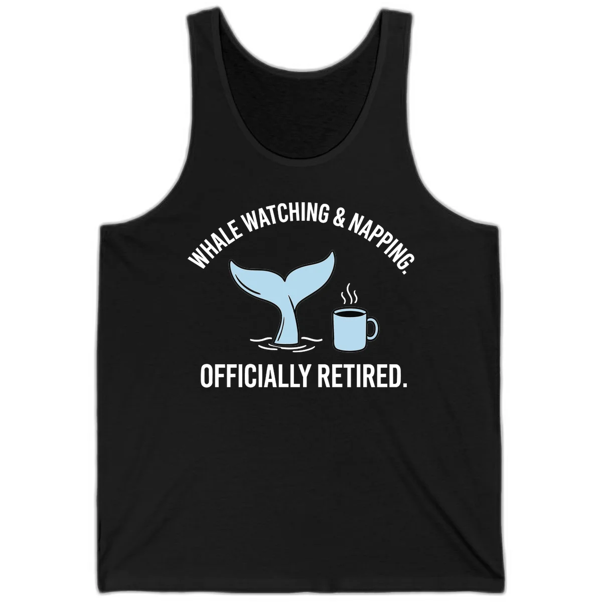 Whale Watching And Napping Officially Retired Tank Top in Black
