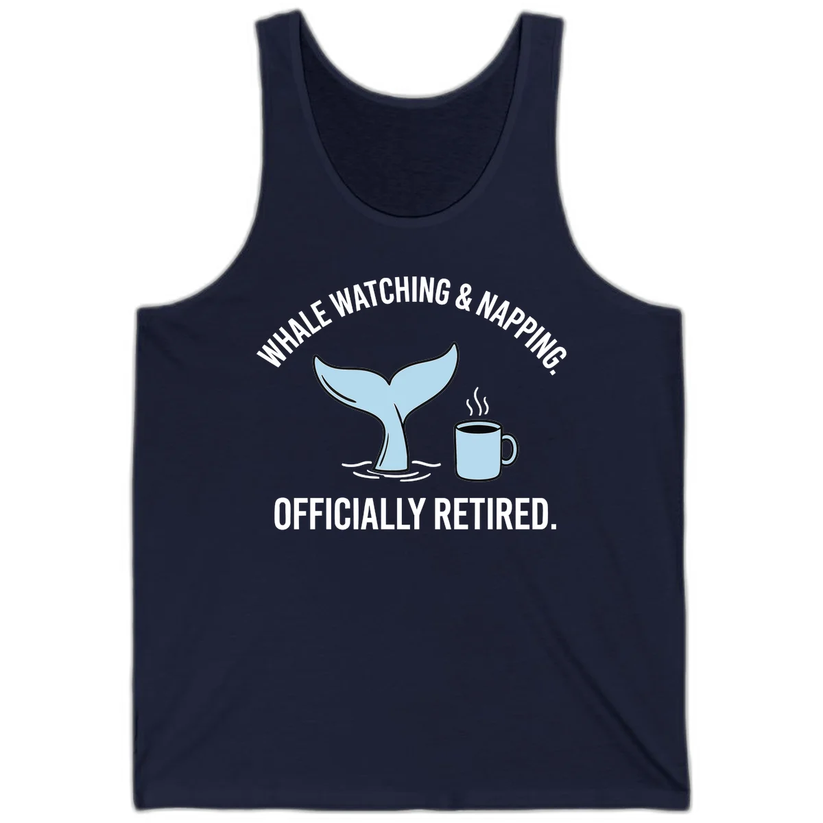 Whale Watching And Napping Officially Retired Tank Top in Navy
